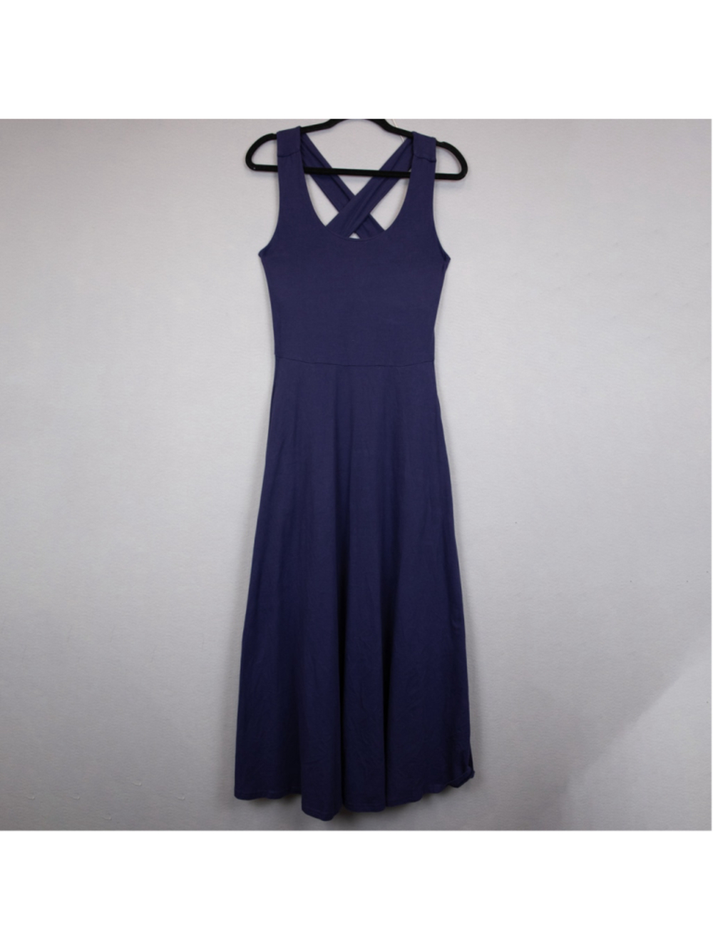 Pact Fit and Flare open back navy maxi dress-M